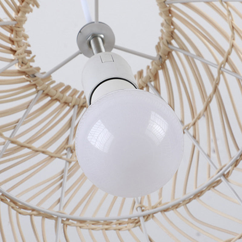 Rattan Round Hanging Light Fixture Asia Style Hanging Pendant Light