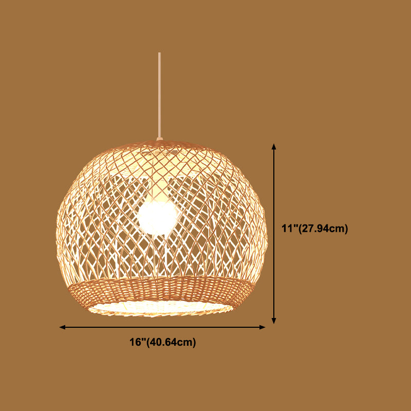 Rattan Round Hanging Light Fixture Asia Style Hanging Pendant Light