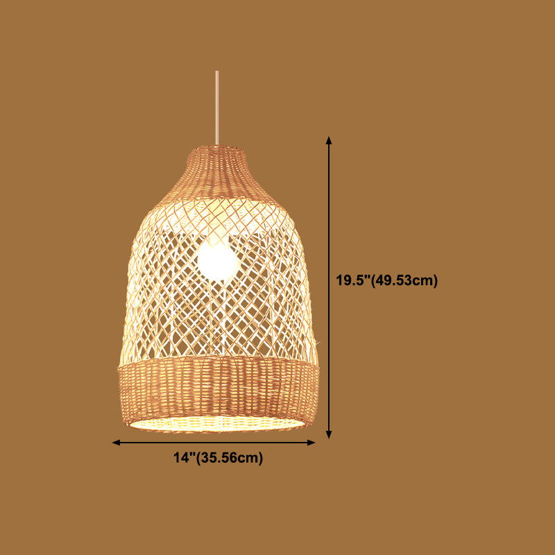 Rattan Round Hanging Light Fixture Asia Style Hanging Pendant Light