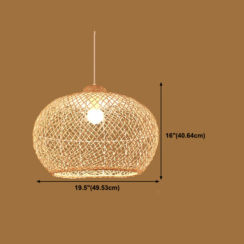 Rattan Round Hanging Light Fixture Asia Style Hanging Pendant Light