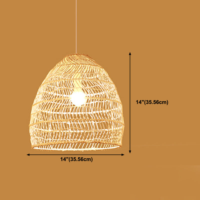 Rattan Round Hanging Light Fixture Asia Style Hanging Pendant Light