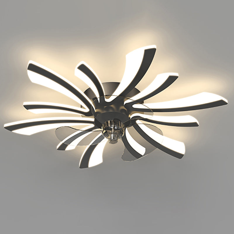 Ventola a soffitto in metallo a forma di fiore Stile moderno a 6 luci a soffitto ventilatore
