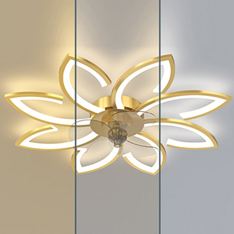 Ventola a soffitto in metallo a forma di fiore Stile moderno a 6 luci a soffitto ventilatore