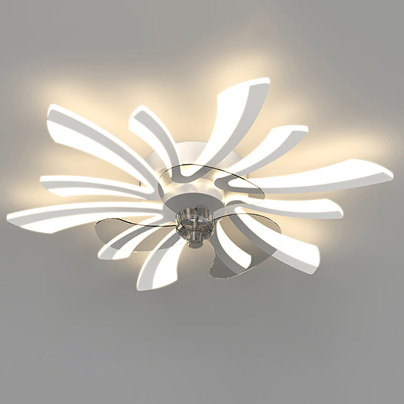 Ventola a soffitto in metallo a forma di fiore Stile moderno a 6 luci a soffitto ventilatore
