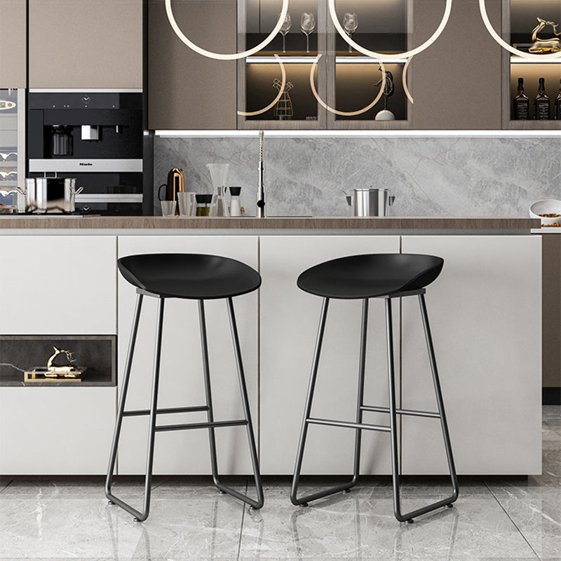 Modern Armless Backrest Counter Stool Iron Kitchen Bar Stool with Plastic Seat
