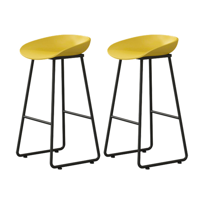 Modern Armless Backrest Counter Stool Iron Kitchen Bar Stool with Plastic Seat