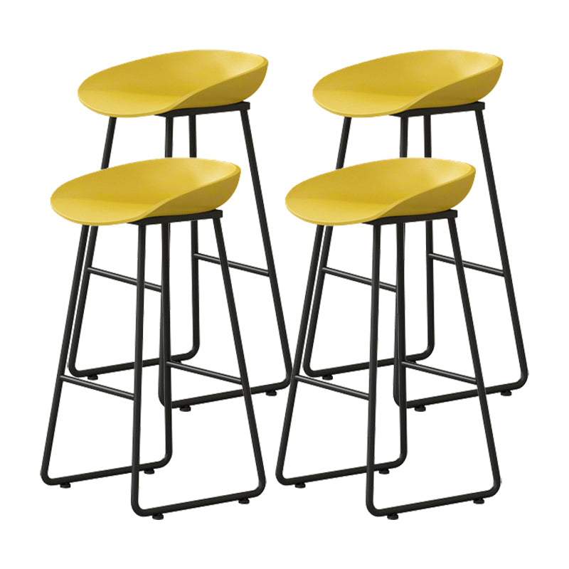 Modern Armless Backrest Counter Stool Iron Kitchen Bar Stool with Plastic Seat
