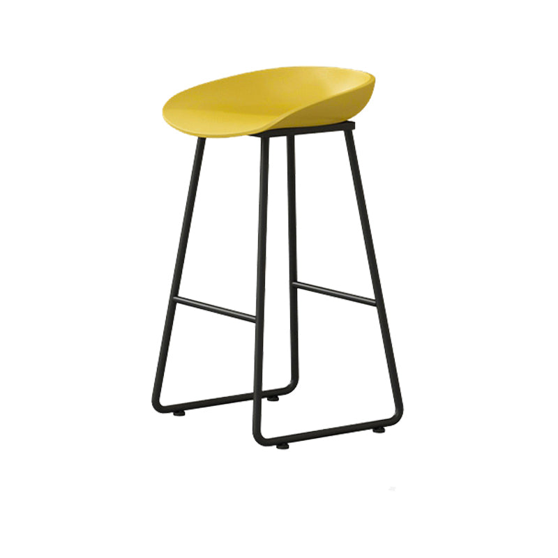 Modern Armless Backrest Counter Stool Iron Kitchen Bar Stool with Plastic Seat