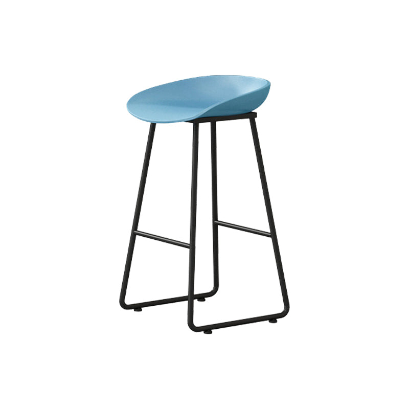 Modern Armless Backrest Counter Stool Iron Kitchen Bar Stool with Plastic Seat