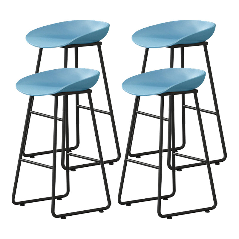 Modern Armless Backrest Counter Stool Iron Kitchen Bar Stool with Plastic Seat