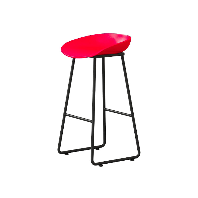 Modern Armless Backrest Counter Stool Iron Kitchen Bar Stool with Plastic Seat