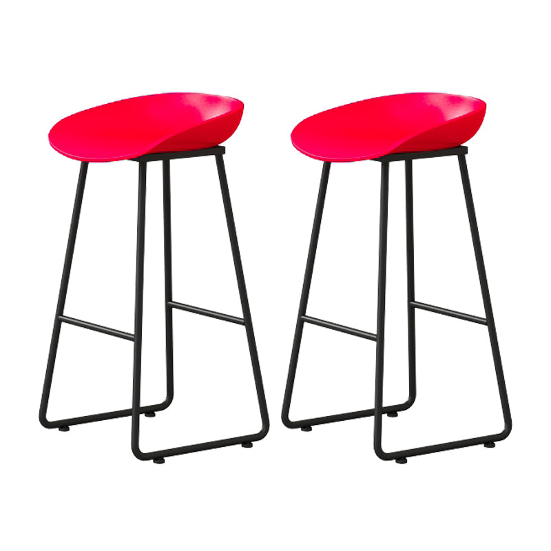 Modern Armless Backrest Counter Stool Iron Kitchen Bar Stool with Plastic Seat