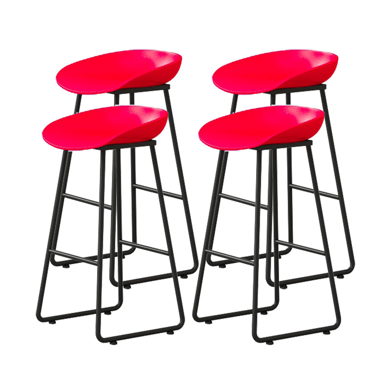 Modern Armless Backrest Counter Stool Iron Kitchen Bar Stool with Plastic Seat