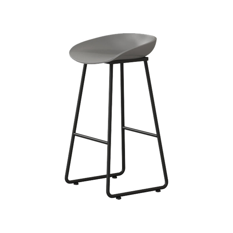 Modern Armless Backrest Counter Stool Iron Kitchen Bar Stool with Plastic Seat