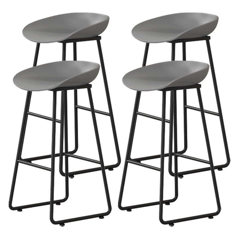 Modern Armless Backrest Counter Stool Iron Kitchen Bar Stool with Plastic Seat