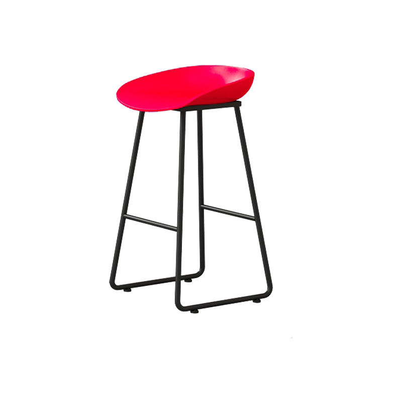 Modern Armless Backrest Counter Stool Iron Kitchen Bar Stool with Plastic Seat