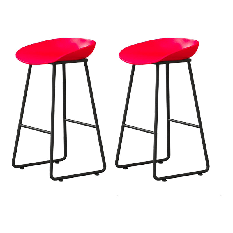 Modern Armless Backrest Counter Stool Iron Kitchen Bar Stool with Plastic Seat