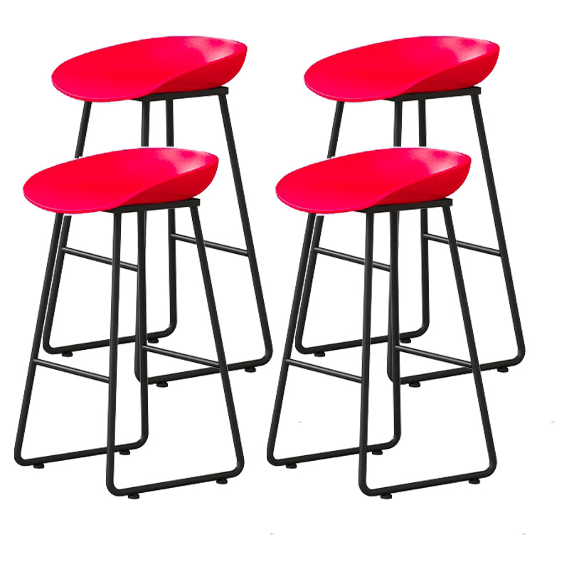 Modern Armless Backrest Counter Stool Iron Kitchen Bar Stool with Plastic Seat