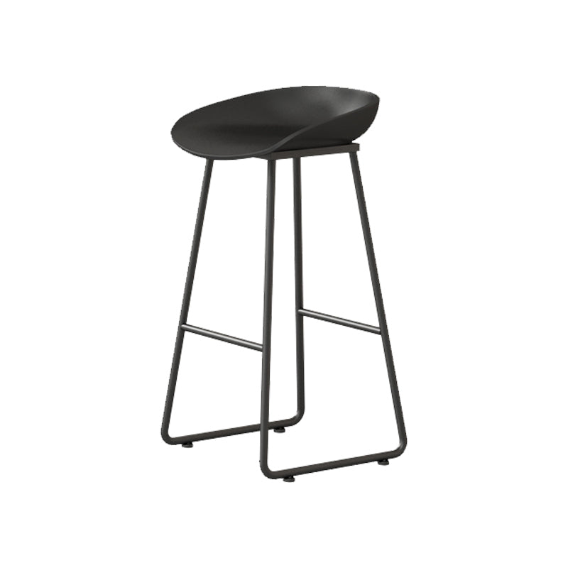 Modern Armless Backrest Counter Stool Iron Kitchen Bar Stool with Plastic Seat