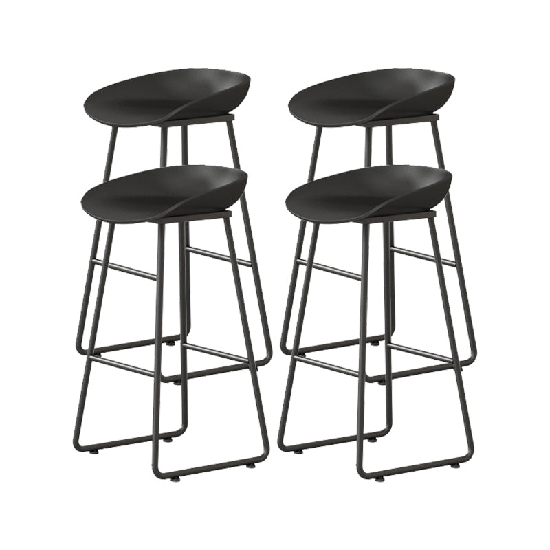 Modern Armless Backrest Counter Stool Iron Kitchen Bar Stool with Plastic Seat