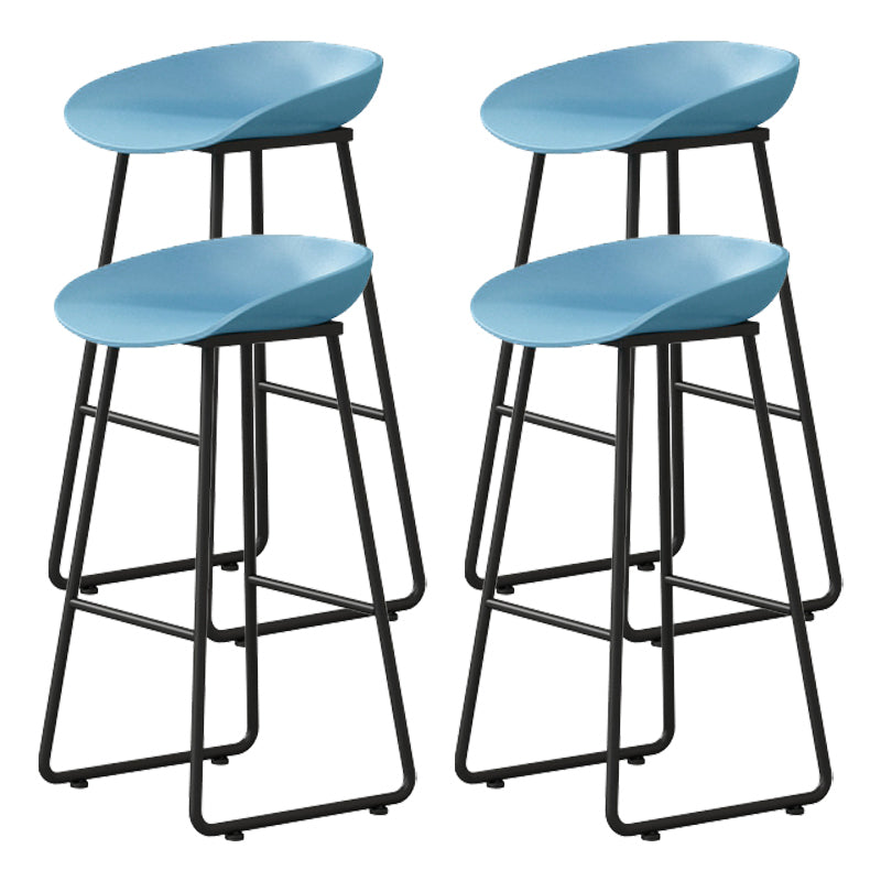 Modern Armless Backrest Counter Stool Iron Kitchen Bar Stool with Plastic Seat