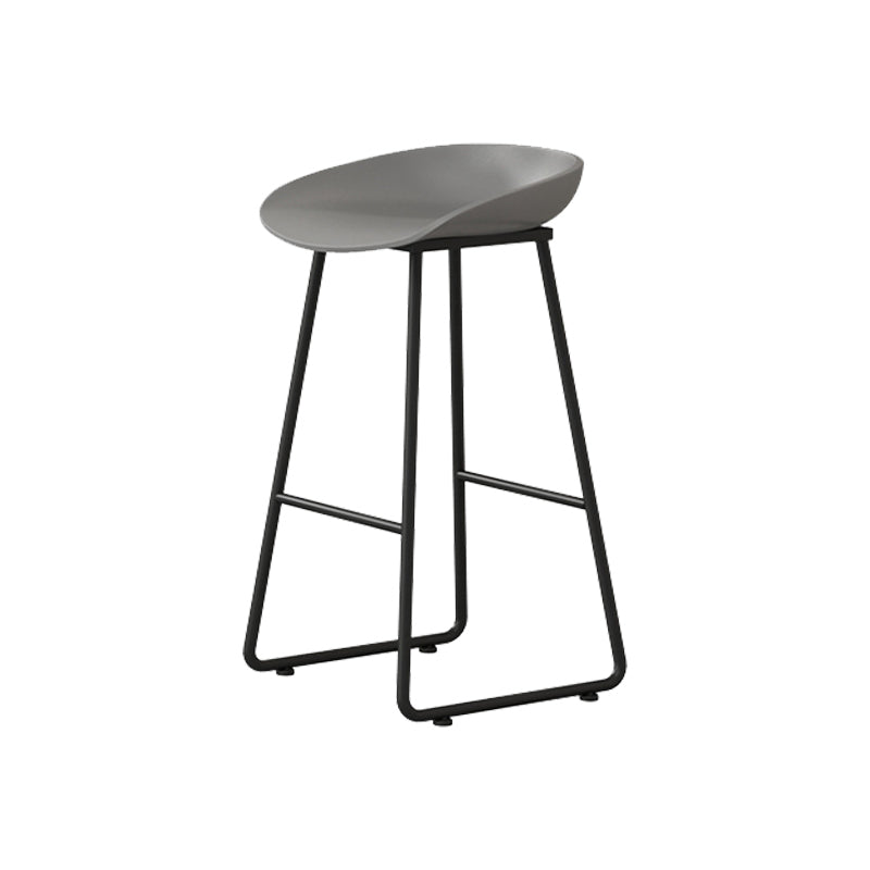 Modern Armless Backrest Counter Stool Iron Kitchen Bar Stool with Plastic Seat
