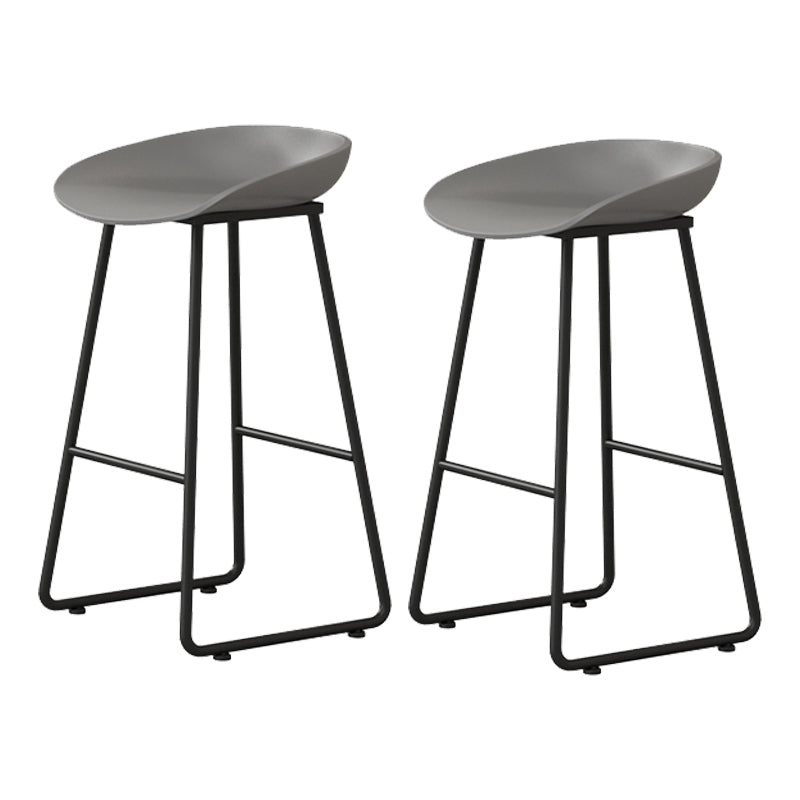 Modern Armless Backrest Counter Stool Iron Kitchen Bar Stool with Plastic Seat