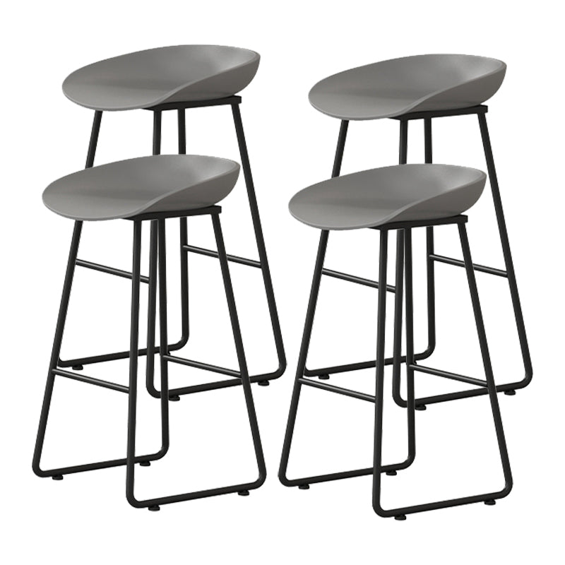 Modern Armless Backrest Counter Stool Iron Kitchen Bar Stool with Plastic Seat