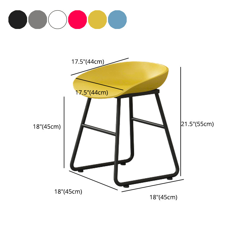 Modern Armless Backrest Counter Stool Iron Kitchen Bar Stool with Plastic Seat