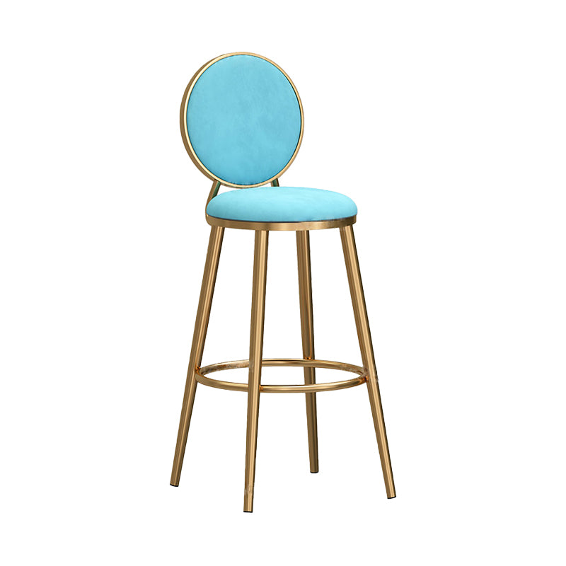 Glam Armless Backlest Teller Stool Steel Bookstore Bar Stool met fluwelen kussen