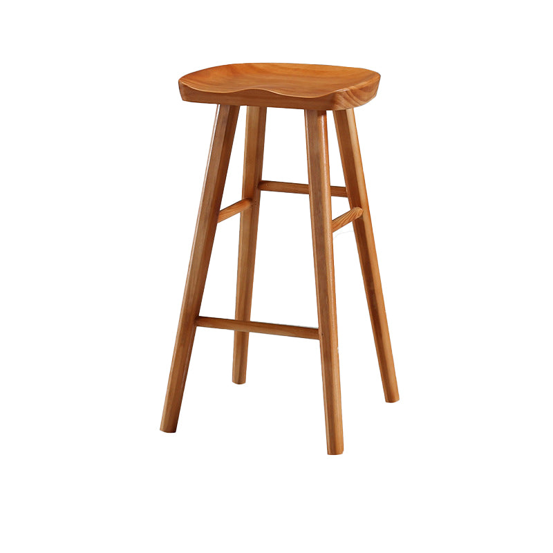 Modern Style Solid Wood Bar Stool with Footrest and Saddle Seat Indoor Bar Stool