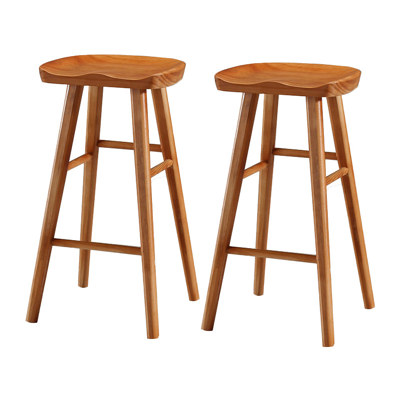 Modern Style Solid Wood Bar Stool with Footrest and Saddle Seat Indoor Bar Stool