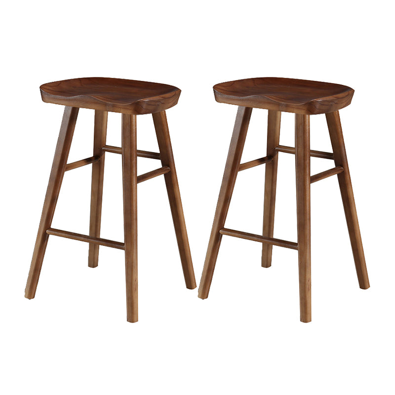 Modern Style Solid Wood Bar Stool with Footrest and Saddle Seat Indoor Bar Stool