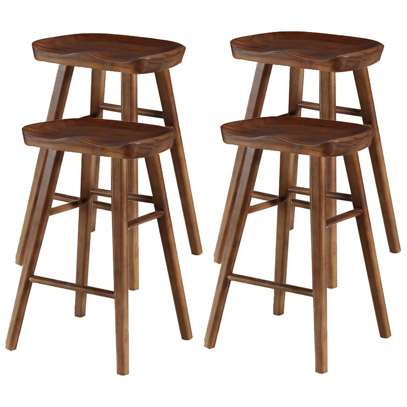 Modern Style Solid Wood Bar Stool with Footrest and Saddle Seat Indoor Bar Stool