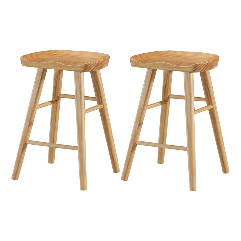 Modern Style Solid Wood Bar Stool with Footrest and Saddle Seat Indoor Bar Stool