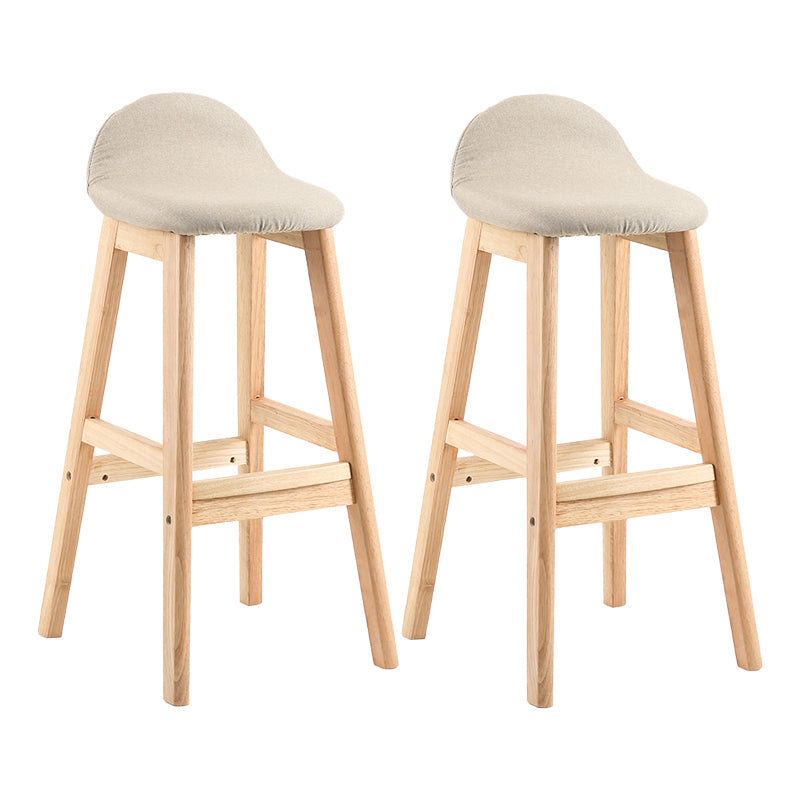 Taburete de bar interior de cuero contemporáneo de madera maciza con respaldo bajo