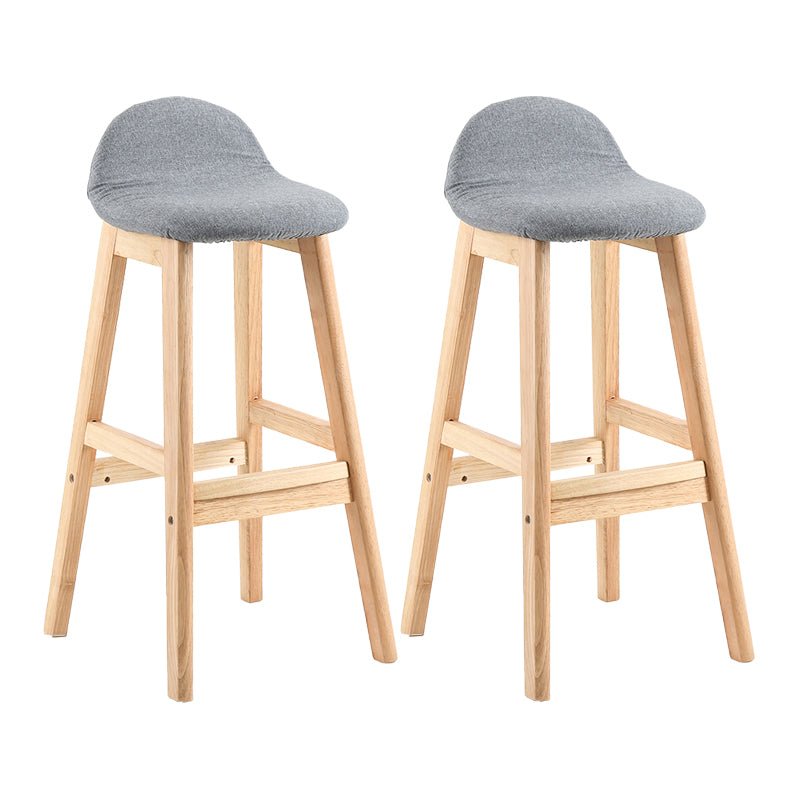 Taburete de bar interior de cuero contemporáneo de madera maciza con respaldo bajo