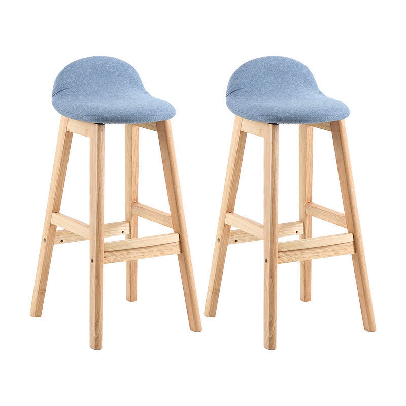 Taburete de bar interior de cuero contemporáneo de madera maciza con respaldo bajo