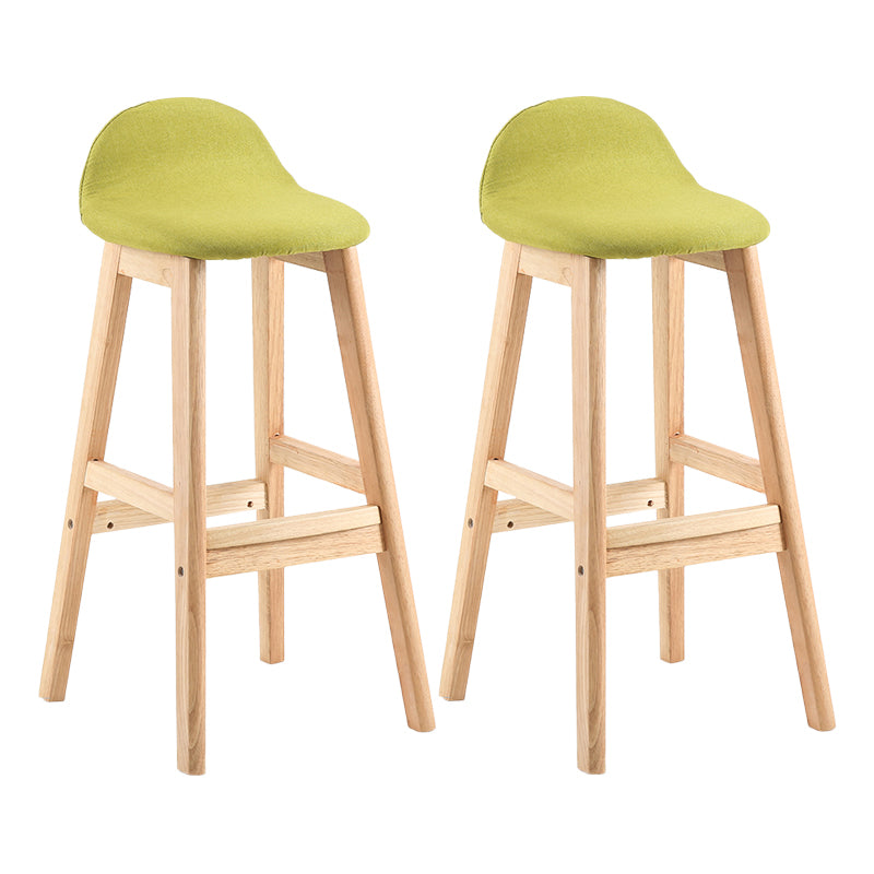 Taburete de bar interior de cuero contemporáneo de madera maciza con respaldo bajo
