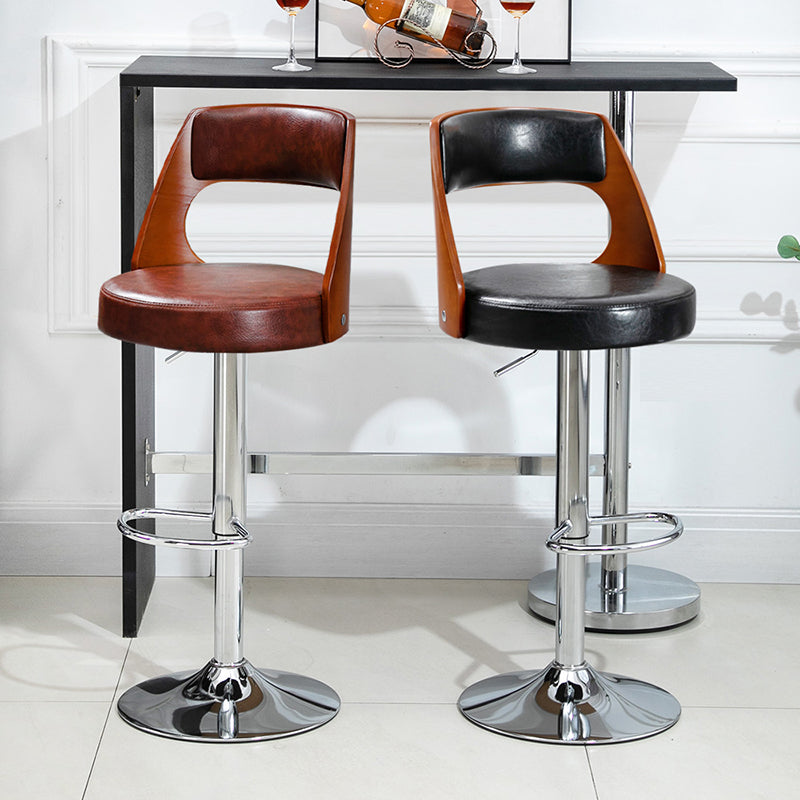 Taburete de bar de estilo industrial, taburete ajustable con asiento redondo y patas de metal para barra de mostrador