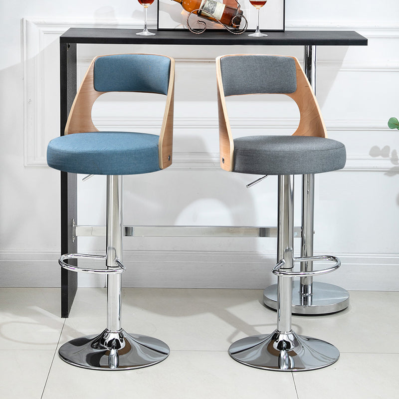 Taburete de bar de estilo industrial, taburete ajustable con asiento redondo y patas de metal para barra de mostrador