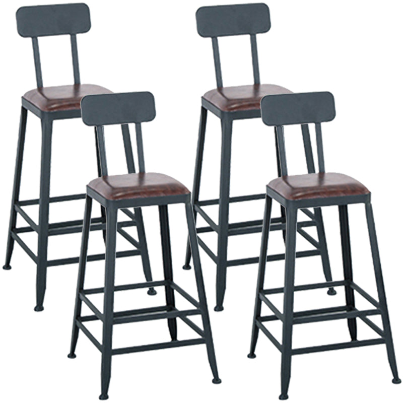 Modern Style Metal Bar Stool with Footrest and Low Back Bistro Simple Bar Stool