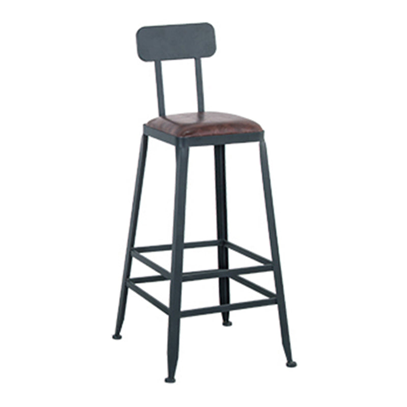 Modern Style Metal Bar Stool with Footrest and Low Back Bistro Simple Bar Stool