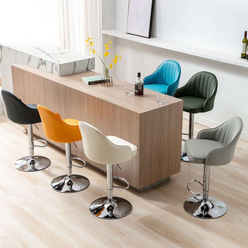 Moderne verstellbare rotierbare Counterhocker Steel Cassier Barhocker mit Lederkissen