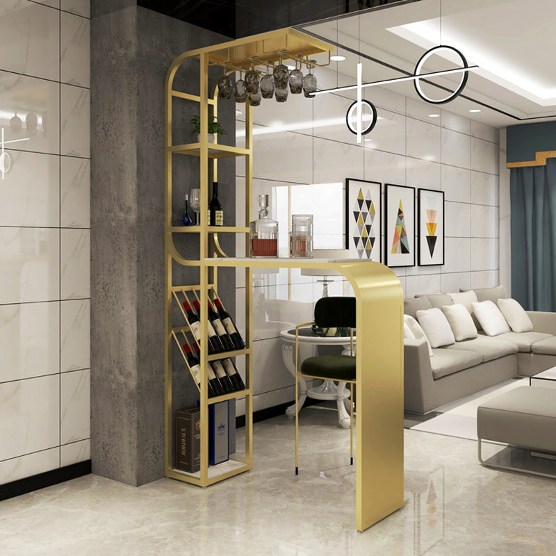 White and Black Modern Style Specialty in Faux Marble and Metal Milk Tea Shop Bar Table