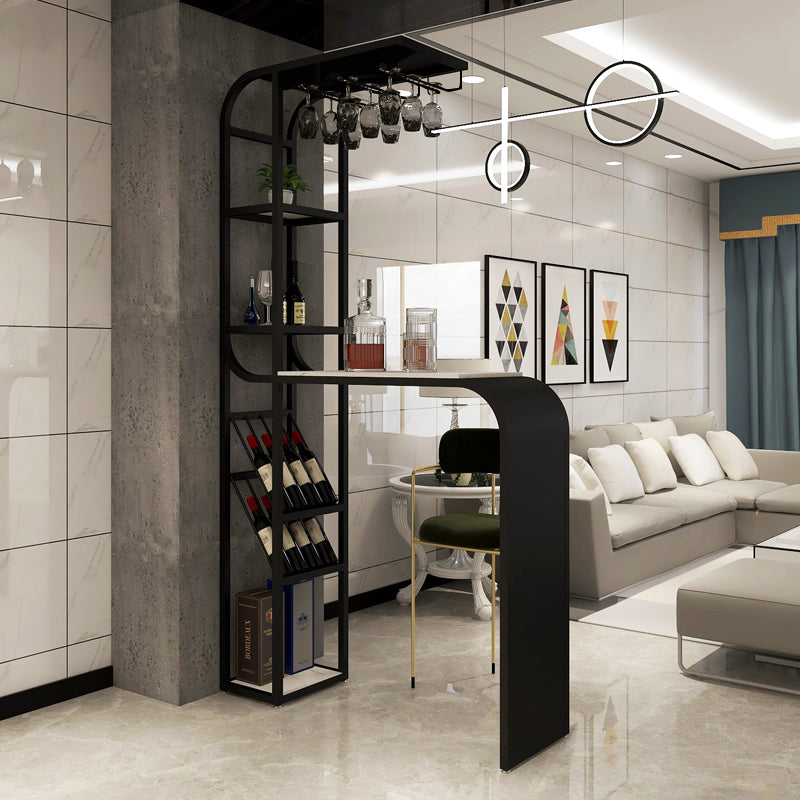 White and Black Modern Style Specialty in Faux Marble and Metal Milk Tea Shop Bar Table