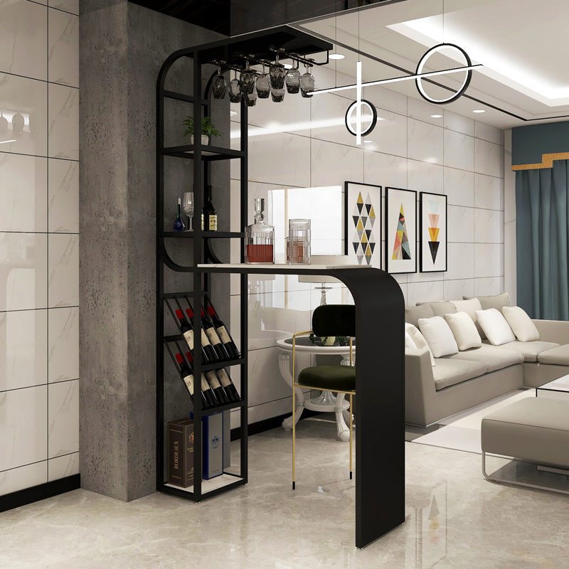 White and Black Modern Style Specialty in Faux Marble and Metal Milk Tea Shop Bar Table