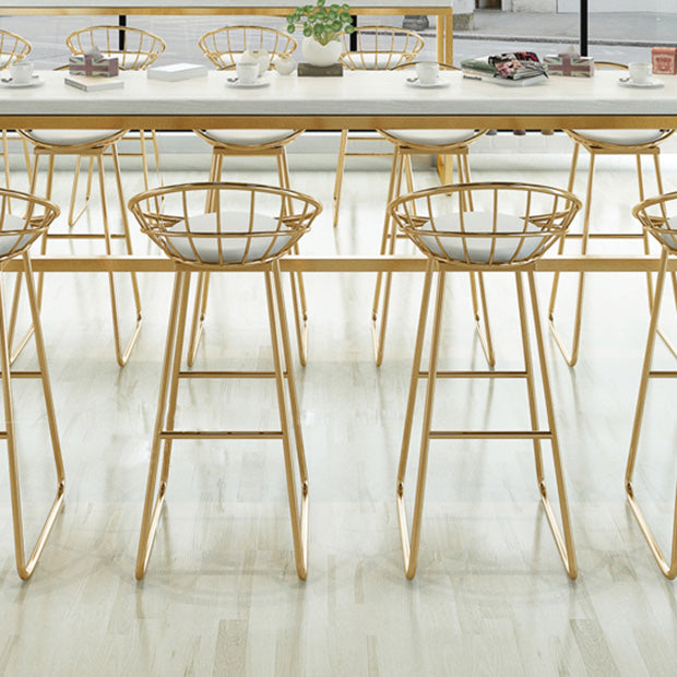 White Glam Style Counter in Faux Marble and Iron Milk Tea Shop Bar Table