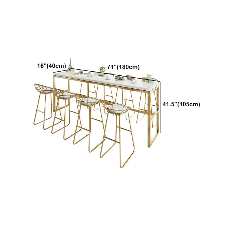 White Glam Style Counter in Faux Marble and Iron Milk Tea Shop Bar Table