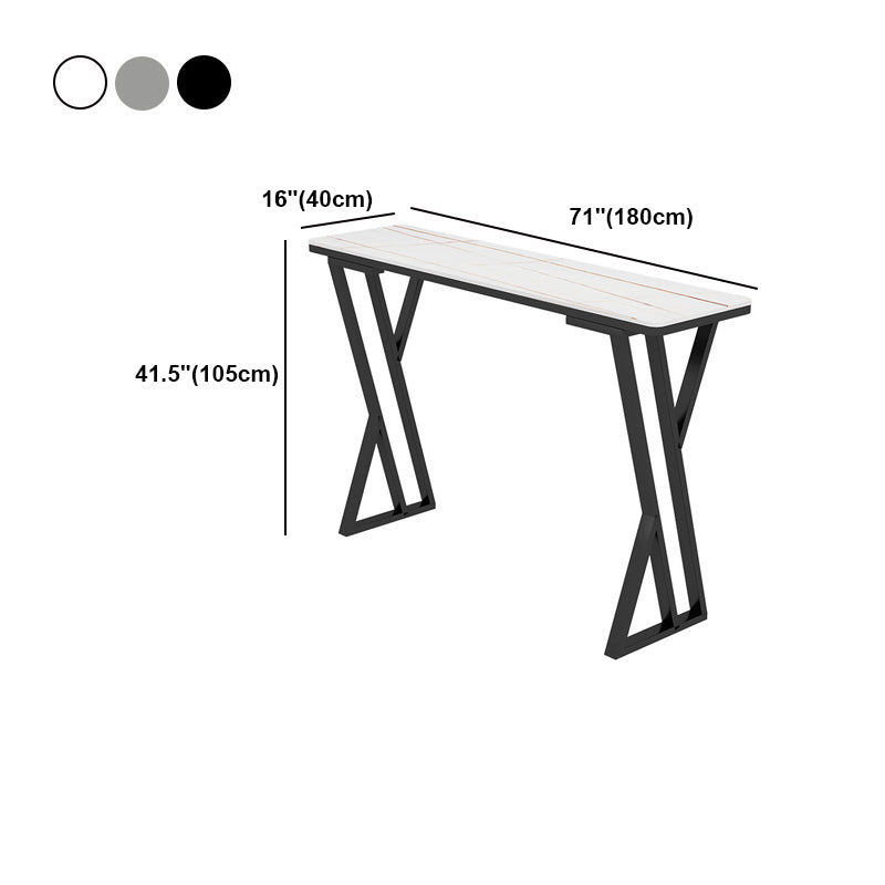 Modern Marble Pub Table with Rectangle Table Top Black Double Pedestal Table - 42" H